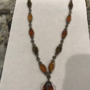 Mexican Silver 925 amber stone necklace